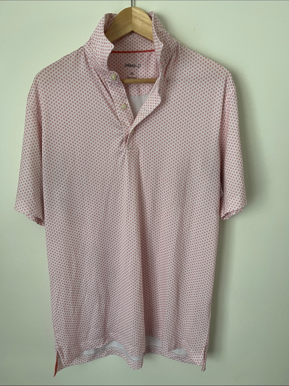 johnnie-O Light Pink Micro-Pattern Short Sleeve Polo